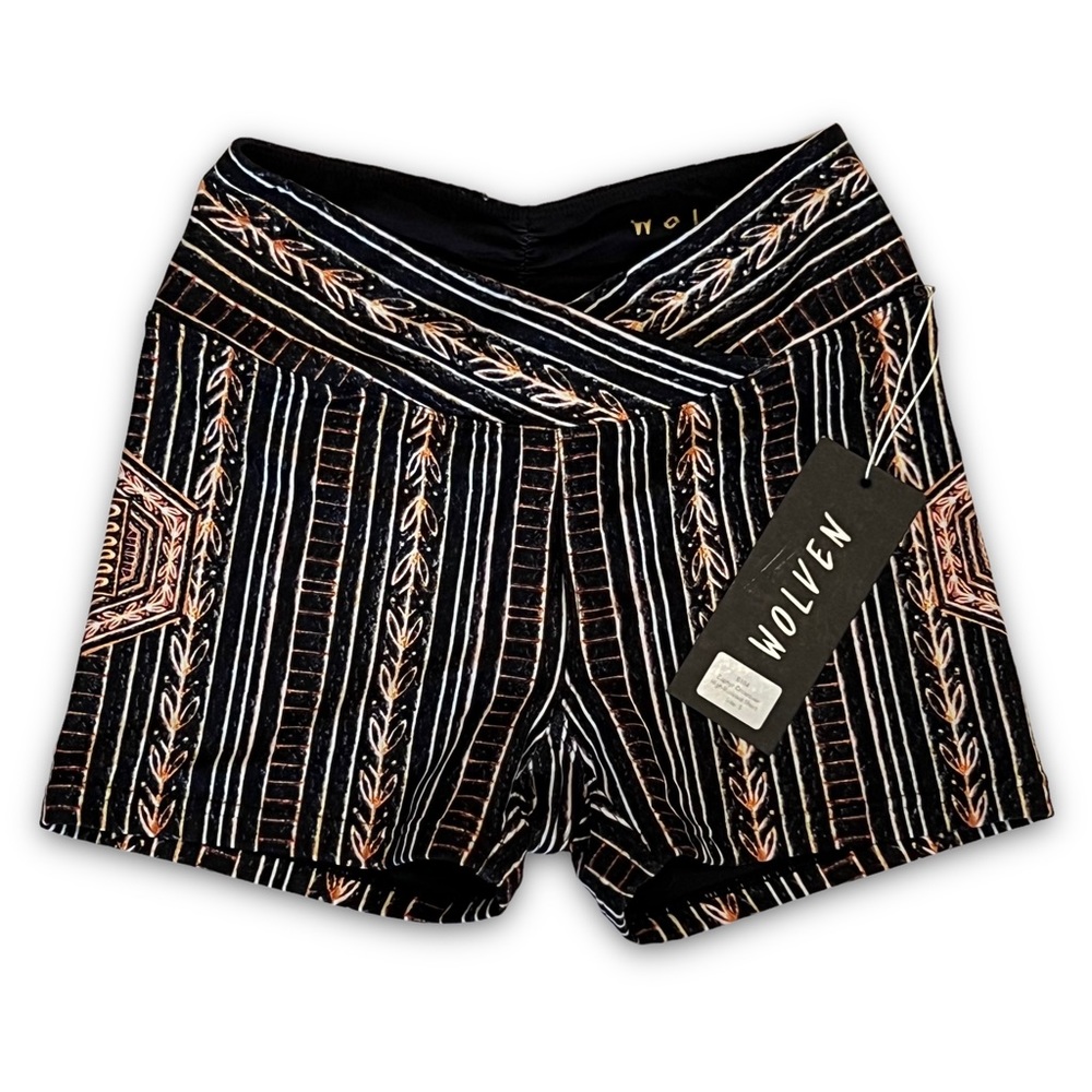 Wolven Threads Zephyr Crossover High-Waisted Shorts S/Small Boho Yoga Gym Booty